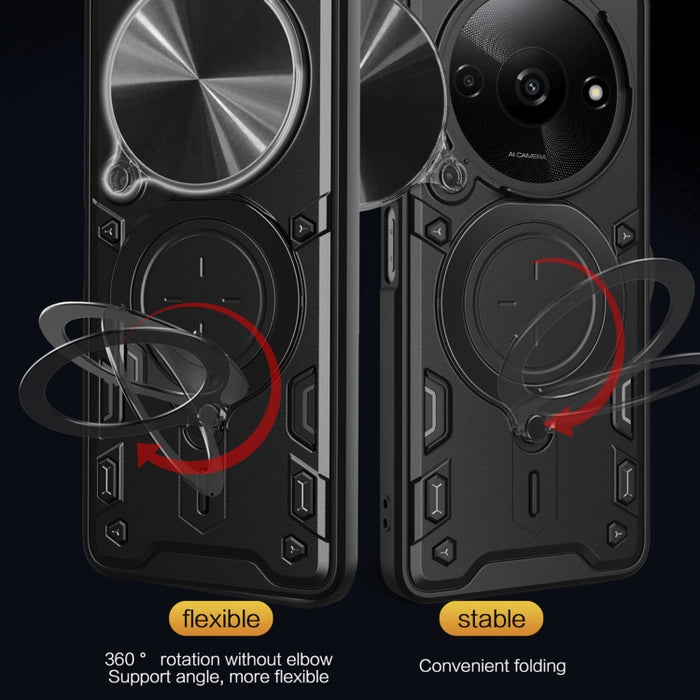 Estuche para teléfono con soporte magnético Camshield deslizante con textura de CD, For Xiaomi Redmi A3, For Xiaomi Redmi 13C 5G Global, For Xiaomi Redmi Note 13 5G, For Xiaomi Redmi 13C 4G, For Xiaomi Redmi Note 13 Pro 5G                              ...