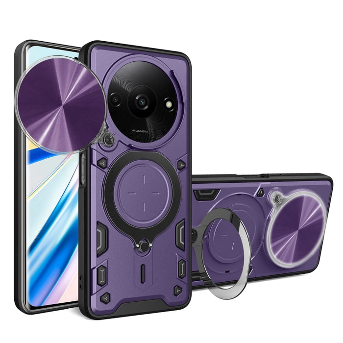 Estuche para teléfono con soporte magnético Camshield deslizante con textura de CD, For Xiaomi Redmi A3, For Xiaomi Redmi 13C 5G Global, For Xiaomi Redmi Note 13 5G, For Xiaomi Redmi 13C 4G, For Xiaomi Redmi Note 13 Pro 5G                              ...