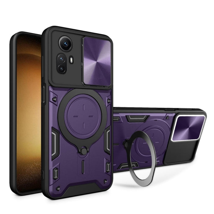 Estuche para teléfono con soporte magnético Camshield deslizante con textura de CD, For Xiaomi Redmi A3, For Xiaomi Redmi 13C 5G Global, For Xiaomi Redmi Note 13 5G, For Xiaomi Redmi 13C 4G, For Xiaomi Redmi Note 13 Pro 5G                              ...