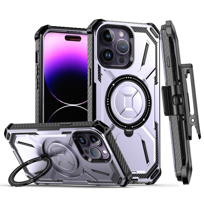 Estuche para teléfono con soporte magnético MagSafe de la serie Armor con clip trasero