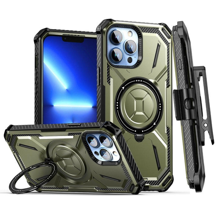 Estuche para teléfono con soporte magnético MagSafe de la serie Armor con clip trasero