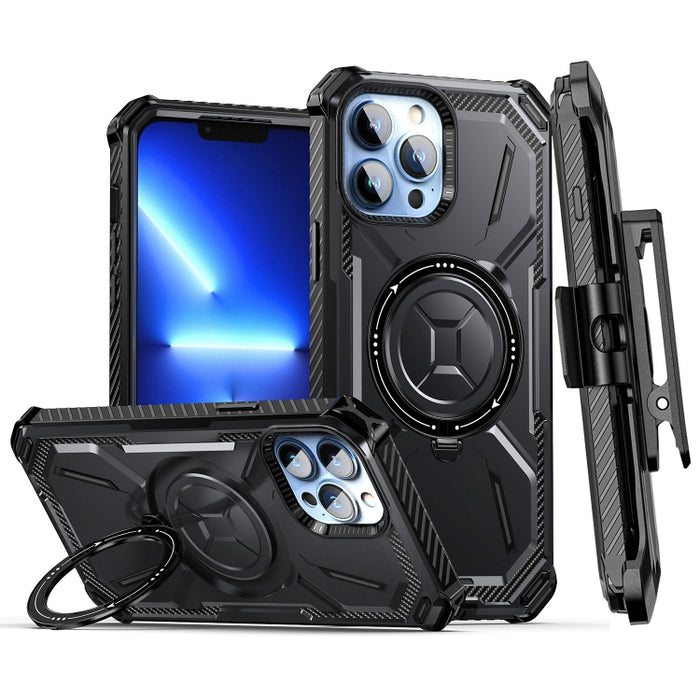 Estuche para teléfono con soporte magnético MagSafe de la serie Armor con clip trasero