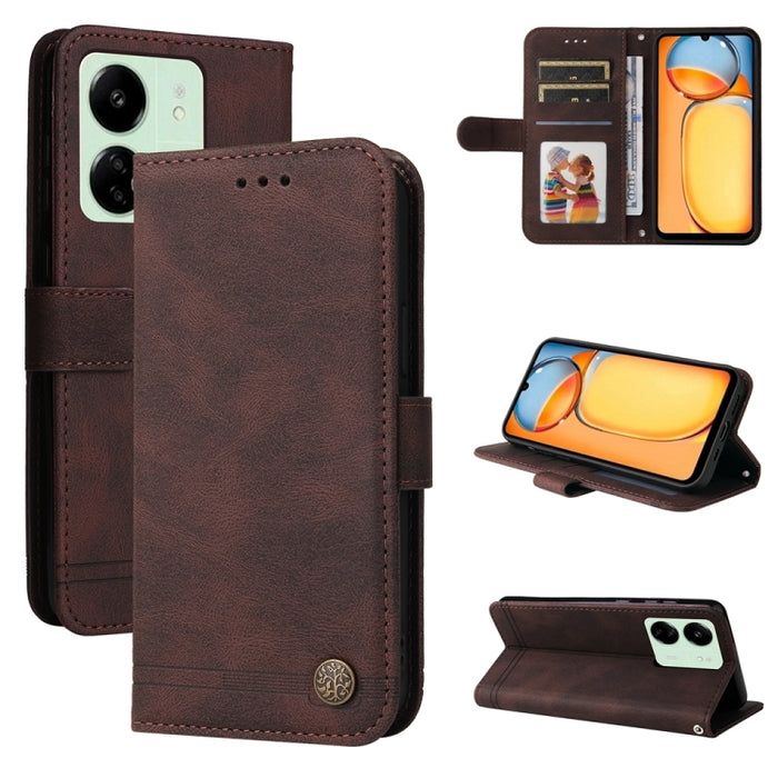 Skin Feel Life Tree Funda de piel para teléfono con botón de metal, For Xiaomi Poco F6, For Xiaomi Redmi A3, For Xiaomi Redmi Note13 Pro 4G Global/Poco M6 Pro 4G, For Xiaomi Redmi Note13 4G, For Xiaomi Redmi K70E, For Xiaomi 14 Ultra, For Xiaomi 14 Pro...