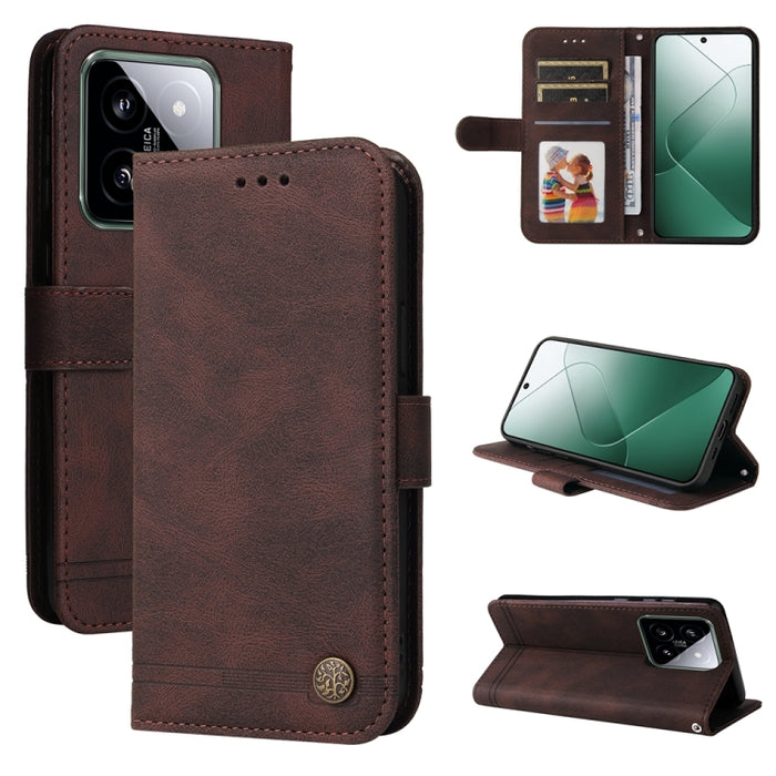 Skin Feel Life Tree Funda de piel para teléfono con botón de metal, For Xiaomi Poco F6, For Xiaomi Redmi A3, For Xiaomi Redmi Note13 Pro 4G Global/Poco M6 Pro 4G, For Xiaomi Redmi Note13 4G, For Xiaomi Redmi K70E, For Xiaomi 14 Ultra, For Xiaomi 14 Pro...