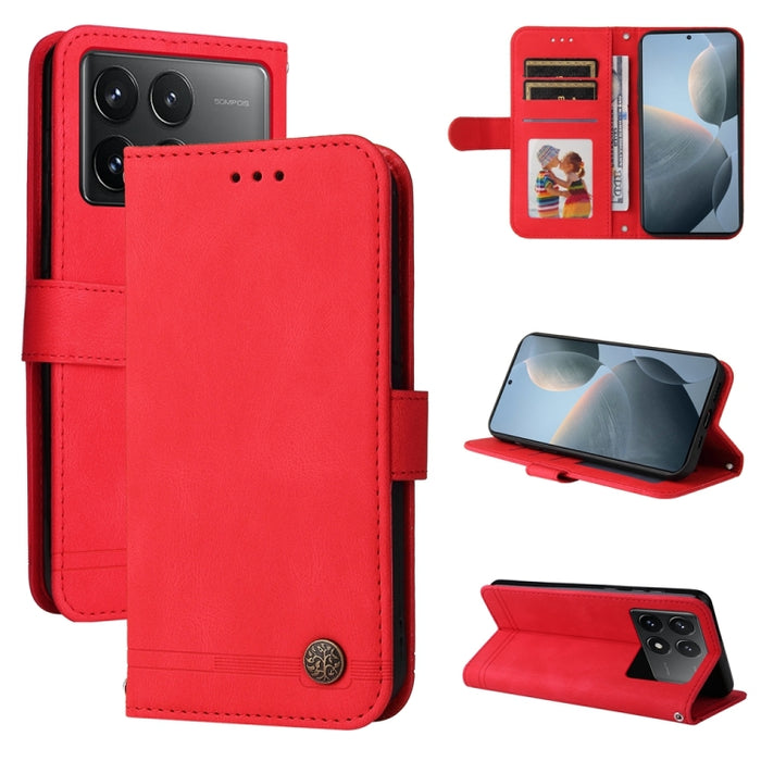 Skin Feel Life Tree Funda de piel para teléfono con botón de metal, For Xiaomi Poco F6, For Xiaomi Redmi A3, For Xiaomi Redmi Note13 Pro 4G Global/Poco M6 Pro 4G, For Xiaomi Redmi Note13 4G, For Xiaomi Redmi K70E, For Xiaomi 14 Ultra, For Xiaomi 14 Pro...
