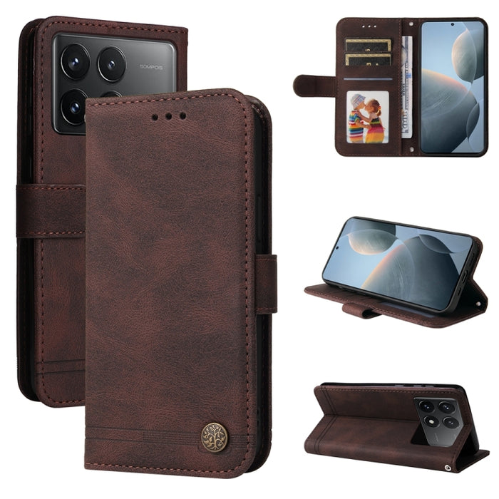 Skin Feel Life Tree Funda de piel para teléfono con botón de metal, For Xiaomi Poco F6, For Xiaomi Redmi A3, For Xiaomi Redmi Note13 Pro 4G Global/Poco M6 Pro 4G, For Xiaomi Redmi Note13 4G, For Xiaomi Redmi K70E, For Xiaomi 14 Ultra, For Xiaomi 14 Pro...