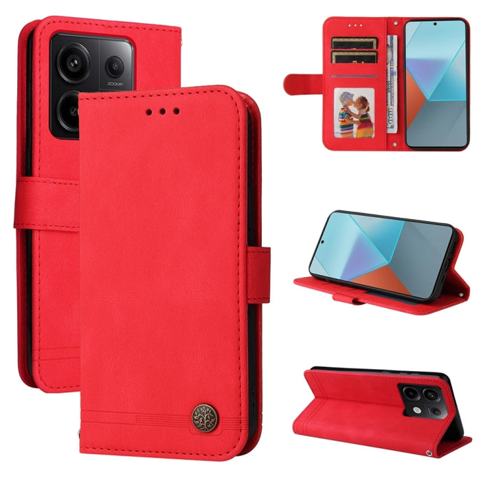 Skin Feel Life Tree Funda de piel para teléfono con botón de metal, For Xiaomi Poco F6, For Xiaomi Redmi A3, For Xiaomi Redmi Note13 Pro 4G Global/Poco M6 Pro 4G, For Xiaomi Redmi Note13 4G, For Xiaomi Redmi K70E, For Xiaomi 14 Ultra, For Xiaomi 14 Pro...