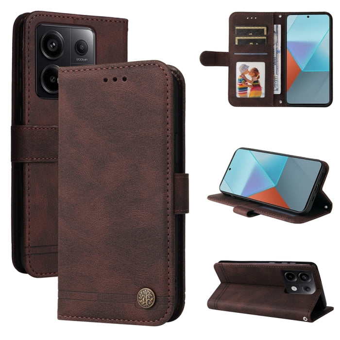 Skin Feel Life Tree Funda de piel para teléfono con botón de metal, For Xiaomi Poco F6, For Xiaomi Redmi A3, For Xiaomi Redmi Note13 Pro 4G Global/Poco M6 Pro 4G, For Xiaomi Redmi Note13 4G, For Xiaomi Redmi K70E, For Xiaomi 14 Ultra, For Xiaomi 14 Pro...