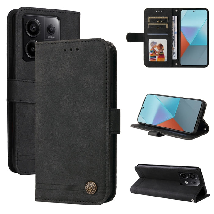 Skin Feel Life Tree Funda de piel para teléfono con botón de metal, For Xiaomi Poco F6, For Xiaomi Redmi A3, For Xiaomi Redmi Note13 Pro 4G Global/Poco M6 Pro 4G, For Xiaomi Redmi Note13 4G, For Xiaomi Redmi K70E, For Xiaomi 14 Ultra, For Xiaomi 14 Pro...