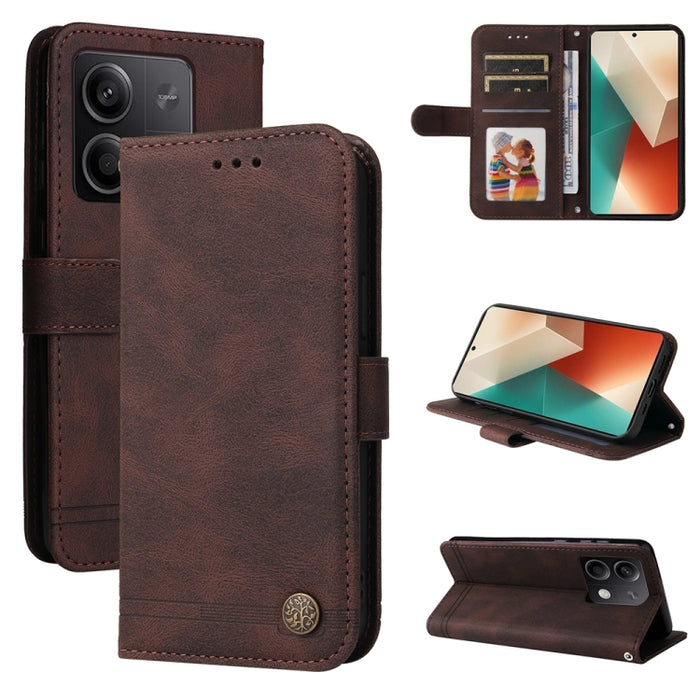 Skin Feel Life Tree Funda de piel para teléfono con botón de metal, For Xiaomi Poco F6, For Xiaomi Redmi A3, For Xiaomi Redmi Note13 Pro 4G Global/Poco M6 Pro 4G, For Xiaomi Redmi Note13 4G, For Xiaomi Redmi K70E, For Xiaomi 14 Ultra, For Xiaomi 14 Pro...