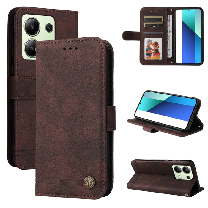 Skin Feel Life Tree Funda de piel para teléfono con botón de metal, For Xiaomi Poco F6, For Xiaomi Redmi A3, For Xiaomi Redmi Note13 Pro 4G Global/Poco M6 Pro 4G, For Xiaomi Redmi Note13 4G, For Xiaomi Redmi K70E, For Xiaomi 14 Ultra, For Xiaomi 14 Pro...
