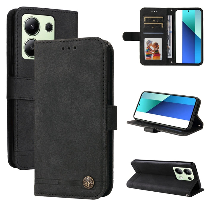 Skin Feel Life Tree Funda de piel para teléfono con botón de metal, For Xiaomi Poco F6, For Xiaomi Redmi A3, For Xiaomi Redmi Note13 Pro 4G Global/Poco M6 Pro 4G, For Xiaomi Redmi Note13 4G, For Xiaomi Redmi K70E, For Xiaomi 14 Ultra, For Xiaomi 14 Pro...
