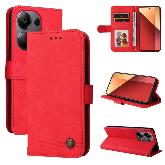 Skin Feel Life Tree Funda de piel para teléfono con botón de metal, For Xiaomi Poco F6, For Xiaomi Redmi A3, For Xiaomi Redmi Note13 Pro 4G Global/Poco M6 Pro 4G, For Xiaomi Redmi Note13 4G, For Xiaomi Redmi K70E, For Xiaomi 14 Ultra, For Xiaomi 14 Pro...