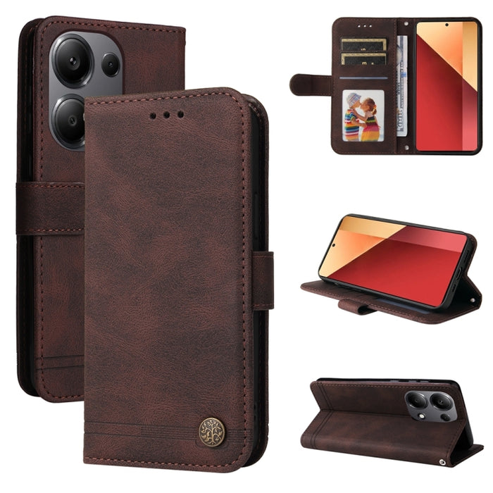 Skin Feel Life Tree Funda de piel para teléfono con botón de metal, For Xiaomi Poco F6, For Xiaomi Redmi A3, For Xiaomi Redmi Note13 Pro 4G Global/Poco M6 Pro 4G, For Xiaomi Redmi Note13 4G, For Xiaomi Redmi K70E, For Xiaomi 14 Ultra, For Xiaomi 14 Pro...