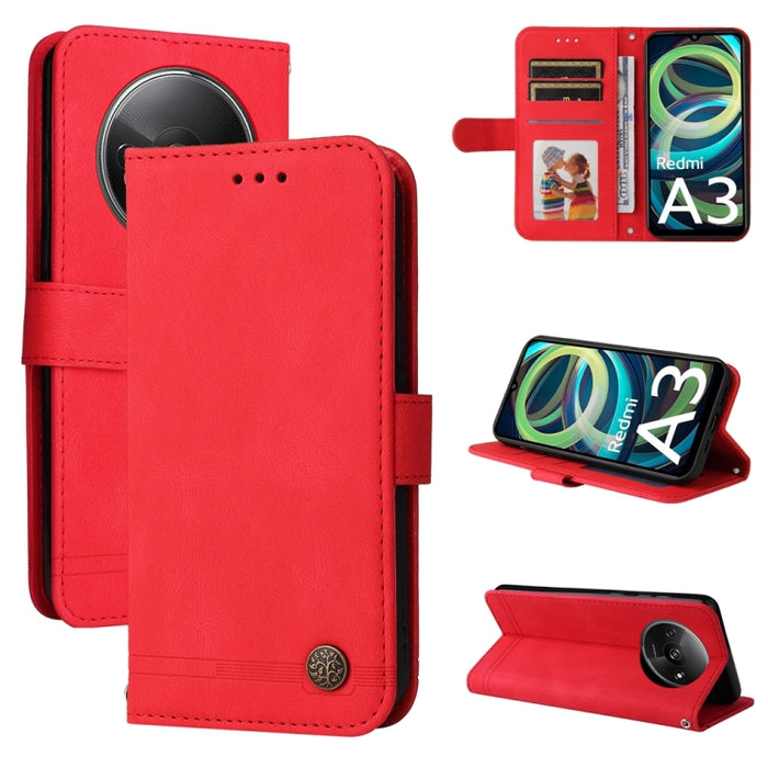 Skin Feel Life Tree Funda de piel para teléfono con botón de metal, For Xiaomi Poco F6, For Xiaomi Redmi A3, For Xiaomi Redmi Note13 Pro 4G Global/Poco M6 Pro 4G, For Xiaomi Redmi Note13 4G, For Xiaomi Redmi K70E, For Xiaomi 14 Ultra, For Xiaomi 14 Pro...