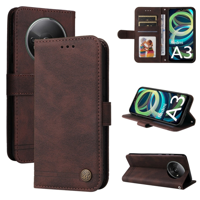Skin Feel Life Tree Funda de piel para teléfono con botón de metal, For Xiaomi Poco F6, For Xiaomi Redmi A3, For Xiaomi Redmi Note13 Pro 4G Global/Poco M6 Pro 4G, For Xiaomi Redmi Note13 4G, For Xiaomi Redmi K70E, For Xiaomi 14 Ultra, For Xiaomi 14 Pro...