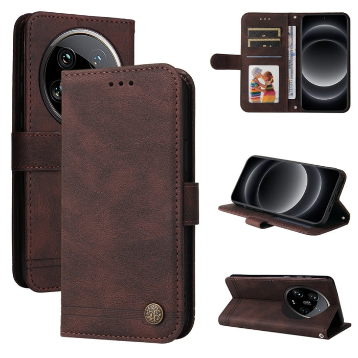 Skin Feel Life Tree Funda de piel para teléfono con botón de metal, For Xiaomi Poco F6, For Xiaomi Redmi A3, For Xiaomi Redmi Note13 Pro 4G Global/Poco M6 Pro 4G, For Xiaomi Redmi Note13 4G, For Xiaomi Redmi K70E, For Xiaomi 14 Ultra, For Xiaomi 14 Pro...