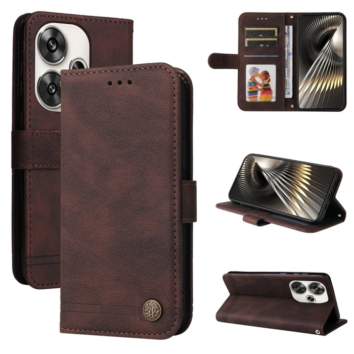 Skin Feel Life Tree Funda de piel para teléfono con botón de metal, For Xiaomi Poco F6, For Xiaomi Redmi A3, For Xiaomi Redmi Note13 Pro 4G Global/Poco M6 Pro 4G, For Xiaomi Redmi Note13 4G, For Xiaomi Redmi K70E, For Xiaomi 14 Ultra, For Xiaomi 14 Pro...