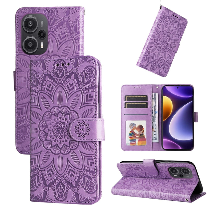 Estuche para teléfono de cuero con estampado de girasol en relieve, For Xiaomi Redmi A3, For Xiaomi Redmi Note13 Pro 4G Global/Poco M6 Pro 4G, For Xiaomi Redmi Note13 4G, For Xiaomi Redmi K70E, For Xiaomi 14 Ultra, For Xiaomi 14 Pro, For Xiaomi 14     ...