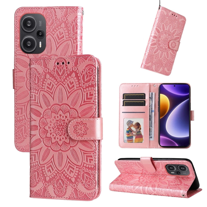 Estuche para teléfono de cuero con estampado de girasol en relieve, For Xiaomi Redmi A3, For Xiaomi Redmi Note13 Pro 4G Global/Poco M6 Pro 4G, For Xiaomi Redmi Note13 4G, For Xiaomi Redmi K70E, For Xiaomi 14 Ultra, For Xiaomi 14 Pro, For Xiaomi 14     ...