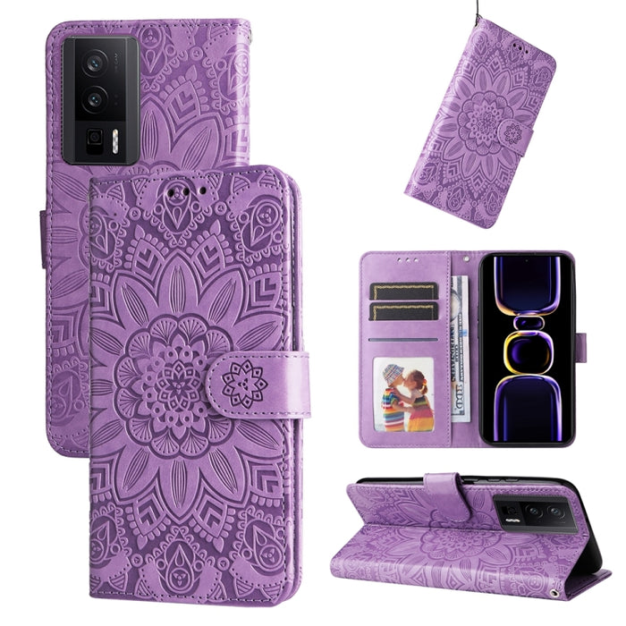 Estuche para teléfono de cuero con estampado de girasol en relieve, For Xiaomi Redmi A3, For Xiaomi Redmi Note13 Pro 4G Global/Poco M6 Pro 4G, For Xiaomi Redmi Note13 4G, For Xiaomi Redmi K70E, For Xiaomi 14 Ultra, For Xiaomi 14 Pro, For Xiaomi 14     ...