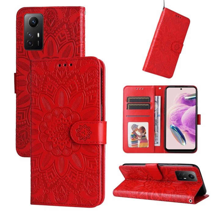 Estuche para teléfono de cuero con estampado de girasol en relieve, For Xiaomi Redmi A3, For Xiaomi Redmi Note13 Pro 4G Global/Poco M6 Pro 4G, For Xiaomi Redmi Note13 4G, For Xiaomi Redmi K70E, For Xiaomi 14 Ultra, For Xiaomi 14 Pro, For Xiaomi 14     ...