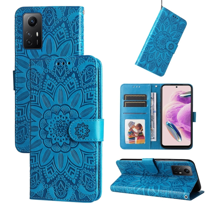 Estuche para teléfono de cuero con estampado de girasol en relieve, For Xiaomi Redmi A3, For Xiaomi Redmi Note13 Pro 4G Global/Poco M6 Pro 4G, For Xiaomi Redmi Note13 4G, For Xiaomi Redmi K70E, For Xiaomi 14 Ultra, For Xiaomi 14 Pro, For Xiaomi 14     ...