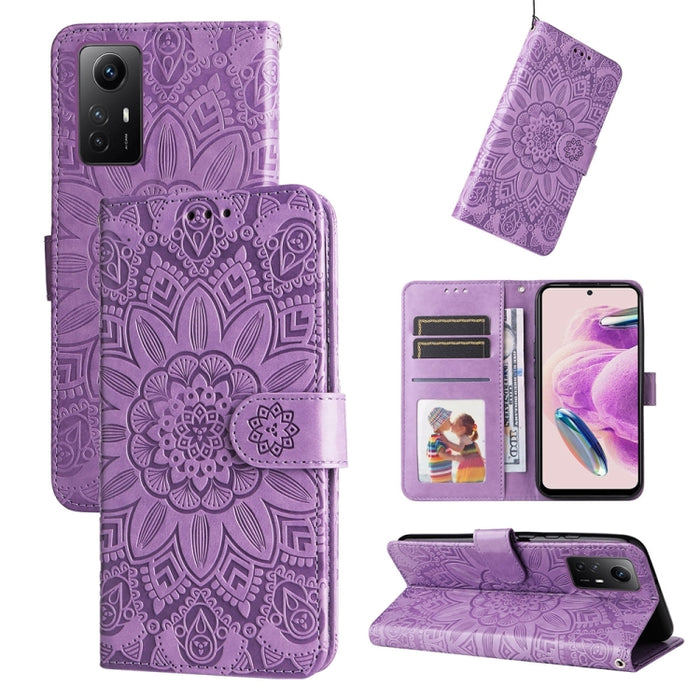 Estuche para teléfono de cuero con estampado de girasol en relieve, For Xiaomi Redmi A3, For Xiaomi Redmi Note13 Pro 4G Global/Poco M6 Pro 4G, For Xiaomi Redmi Note13 4G, For Xiaomi Redmi K70E, For Xiaomi 14 Ultra, For Xiaomi 14 Pro, For Xiaomi 14     ...