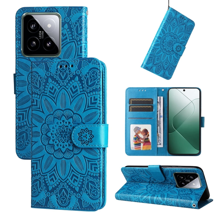 Estuche para teléfono de cuero con estampado de girasol en relieve, For Xiaomi Redmi A3, For Xiaomi Redmi Note13 Pro 4G Global/Poco M6 Pro 4G, For Xiaomi Redmi Note13 4G, For Xiaomi Redmi K70E, For Xiaomi 14 Ultra, For Xiaomi 14 Pro, For Xiaomi 14     ...