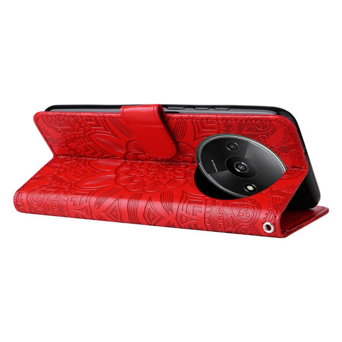 Estuche para teléfono de cuero con estampado de girasol en relieve, For Xiaomi Redmi A3, For Xiaomi Redmi Note13 Pro 4G Global/Poco M6 Pro 4G, For Xiaomi Redmi Note13 4G, For Xiaomi Redmi K70E, For Xiaomi 14 Ultra, For Xiaomi 14 Pro, For Xiaomi 14     ...