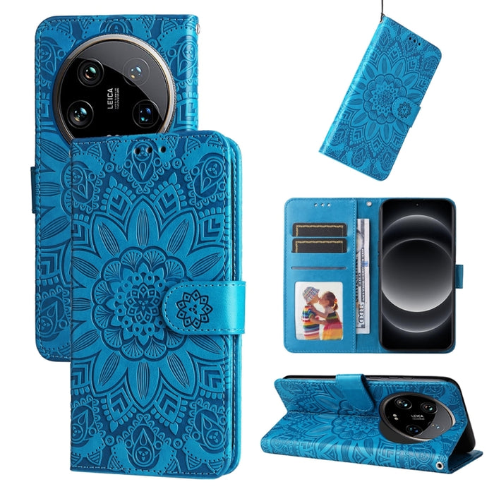 Estuche para teléfono de cuero con estampado de girasol en relieve, For Xiaomi Redmi A3, For Xiaomi Redmi Note13 Pro 4G Global/Poco M6 Pro 4G, For Xiaomi Redmi Note13 4G, For Xiaomi Redmi K70E, For Xiaomi 14 Ultra, For Xiaomi 14 Pro, For Xiaomi 14     ...