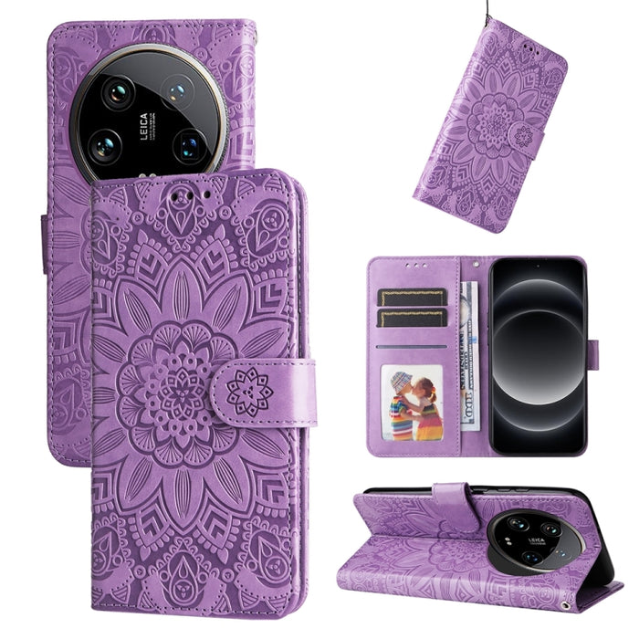 Estuche para teléfono de cuero con estampado de girasol en relieve, For Xiaomi Redmi A3, For Xiaomi Redmi Note13 Pro 4G Global/Poco M6 Pro 4G, For Xiaomi Redmi Note13 4G, For Xiaomi Redmi K70E, For Xiaomi 14 Ultra, For Xiaomi 14 Pro, For Xiaomi 14     ...