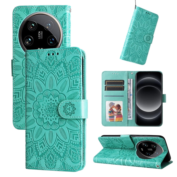 Estuche para teléfono de cuero con estampado de girasol en relieve, For Xiaomi Redmi A3, For Xiaomi Redmi Note13 Pro 4G Global/Poco M6 Pro 4G, For Xiaomi Redmi Note13 4G, For Xiaomi Redmi K70E, For Xiaomi 14 Ultra, For Xiaomi 14 Pro, For Xiaomi 14     ...