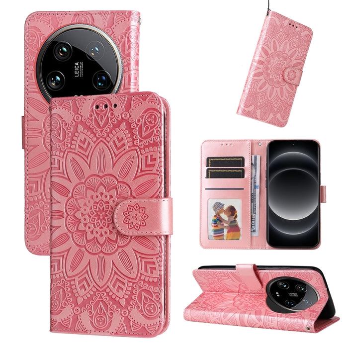 Estuche para teléfono de cuero con estampado de girasol en relieve, For Xiaomi Redmi A3, For Xiaomi Redmi Note13 Pro 4G Global/Poco M6 Pro 4G, For Xiaomi Redmi Note13 4G, For Xiaomi Redmi K70E, For Xiaomi 14 Ultra, For Xiaomi 14 Pro, For Xiaomi 14     ...