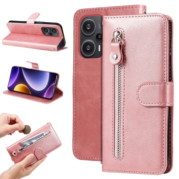 Estuche para teléfono de cuero con cremallera y textura de becerro, For Xiaomi Redmi Poco F5, For Xiaomi 13T / Redmi K60 Ultra, For Xiaomi Redmi K60 / K60 Pro, For Xiaomi Redmi Note 12S 4G