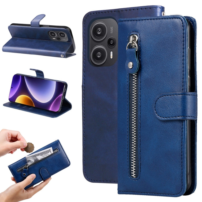 Estuche para teléfono de cuero con cremallera y textura de becerro, For Xiaomi Redmi Poco F5, For Xiaomi 13T / Redmi K60 Ultra, For Xiaomi Redmi K60 / K60 Pro, For Xiaomi Redmi Note 12S 4G