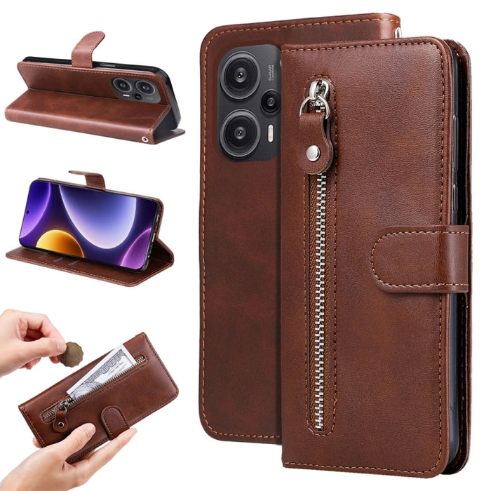 Estuche para teléfono de cuero con cremallera y textura de becerro, For Xiaomi Redmi Poco F5, For Xiaomi 13T / Redmi K60 Ultra, For Xiaomi Redmi K60 / K60 Pro, For Xiaomi Redmi Note 12S 4G