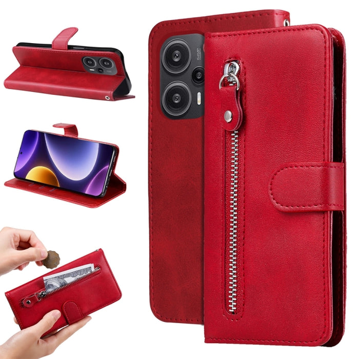 Estuche para teléfono de cuero con cremallera y textura de becerro, For Xiaomi Redmi Poco F5, For Xiaomi 13T / Redmi K60 Ultra, For Xiaomi Redmi K60 / K60 Pro, For Xiaomi Redmi Note 12S 4G
