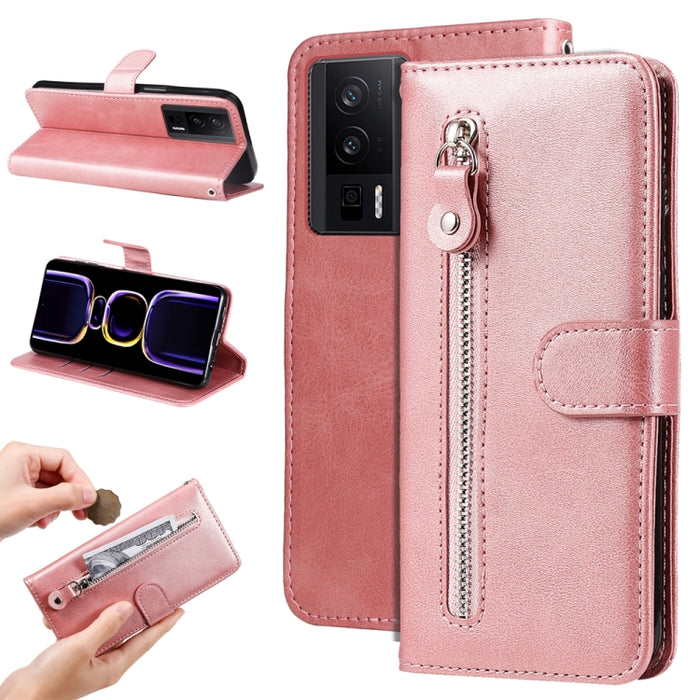 Estuche para teléfono de cuero con cremallera y textura de becerro, For Xiaomi Redmi Poco F5, For Xiaomi 13T / Redmi K60 Ultra, For Xiaomi Redmi K60 / K60 Pro, For Xiaomi Redmi Note 12S 4G