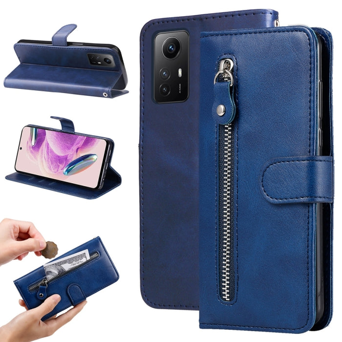 Estuche para teléfono de cuero con cremallera y textura de becerro, For Xiaomi Redmi Poco F5, For Xiaomi 13T / Redmi K60 Ultra, For Xiaomi Redmi K60 / K60 Pro, For Xiaomi Redmi Note 12S 4G
