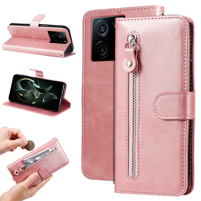 Estuche para teléfono de cuero con cremallera y textura de becerro, For Xiaomi Redmi Poco F5, For Xiaomi 13T / Redmi K60 Ultra, For Xiaomi Redmi K60 / K60 Pro, For Xiaomi Redmi Note 12S 4G