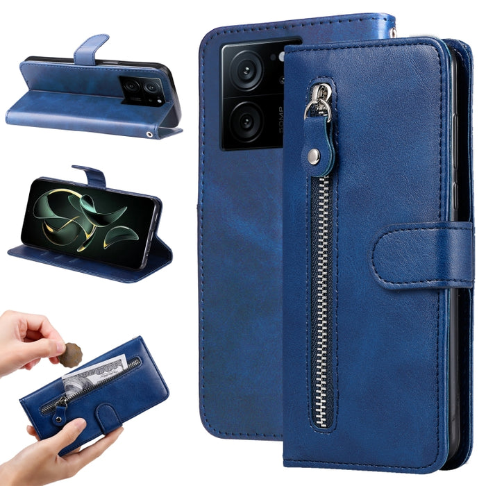 Estuche para teléfono de cuero con cremallera y textura de becerro, For Xiaomi Redmi Poco F5, For Xiaomi 13T / Redmi K60 Ultra, For Xiaomi Redmi K60 / K60 Pro, For Xiaomi Redmi Note 12S 4G