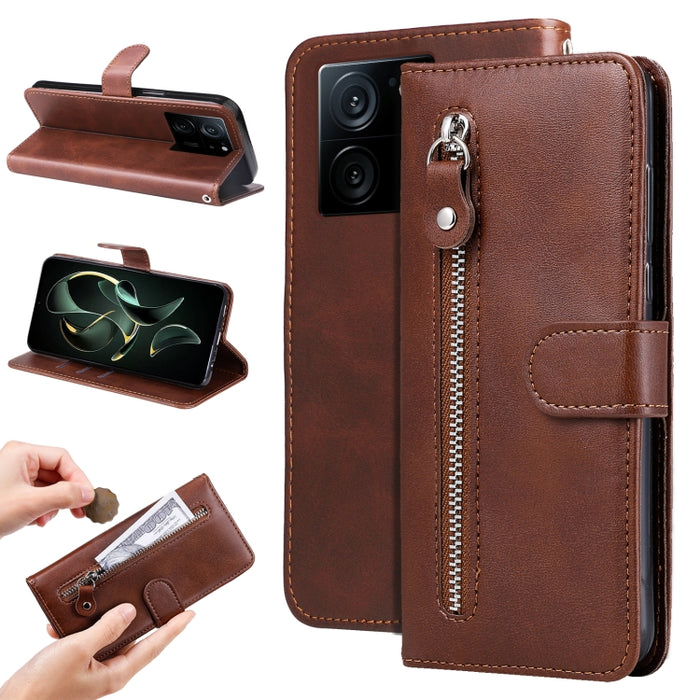 Estuche para teléfono de cuero con cremallera y textura de becerro, For Xiaomi Redmi Poco F5, For Xiaomi 13T / Redmi K60 Ultra, For Xiaomi Redmi K60 / K60 Pro, For Xiaomi Redmi Note 12S 4G