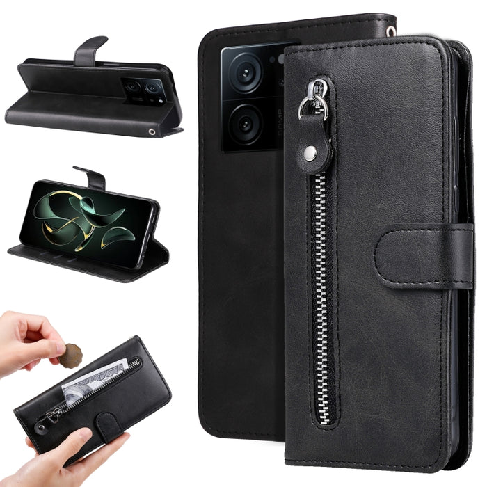 Estuche para teléfono de cuero con cremallera y textura de becerro, For Xiaomi Redmi Poco F5, For Xiaomi 13T / Redmi K60 Ultra, For Xiaomi Redmi K60 / K60 Pro, For Xiaomi Redmi Note 12S 4G