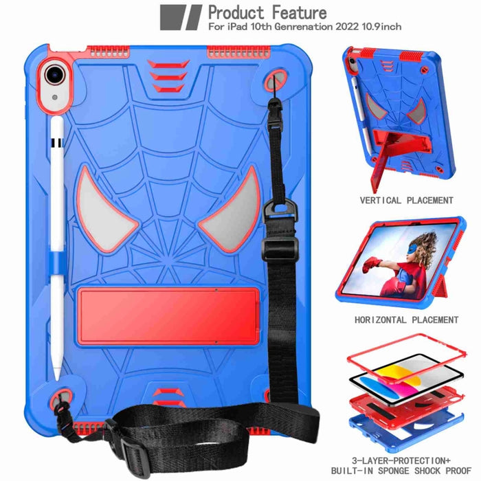Estuche para tableta de PC híbrido de silicona con textura de araña con correa para el hombro