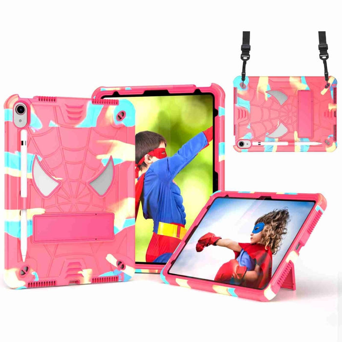 Estuche para tableta de PC híbrido de silicona con textura de araña con correa para el hombro