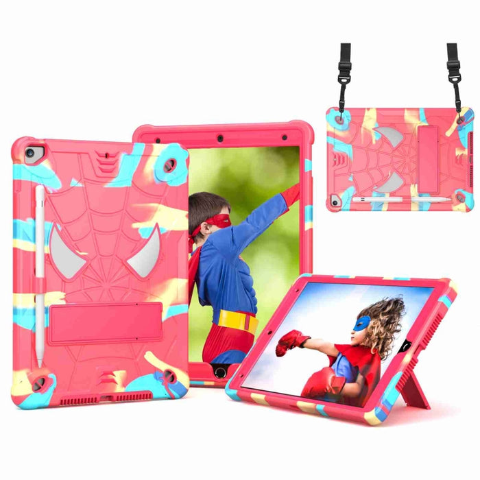 Estuche para tableta de PC híbrido de silicona con textura de araña con correa para el hombro