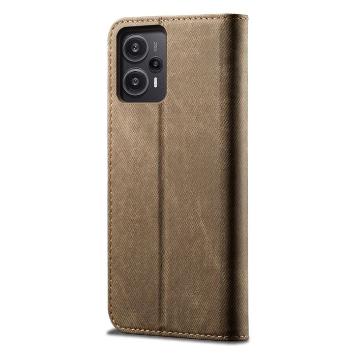 Estuche para teléfono de cuero con tapa de estilo informal con textura de mezclilla, For Xiaomi Redmi Note 12 Turbo / Poco F5