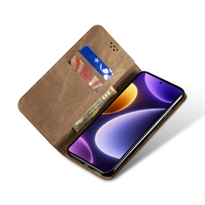 Estuche para teléfono de cuero con tapa de estilo informal con textura de mezclilla, For Xiaomi Redmi Note 12 Turbo / Poco F5