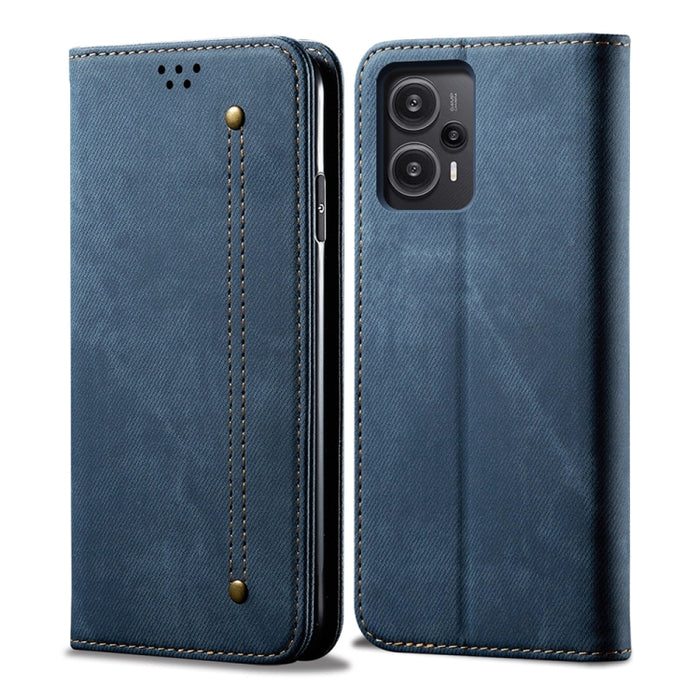 Estuche para teléfono de cuero con tapa de estilo informal con textura de mezclilla, For Xiaomi Redmi Note 12 Turbo / Poco F5